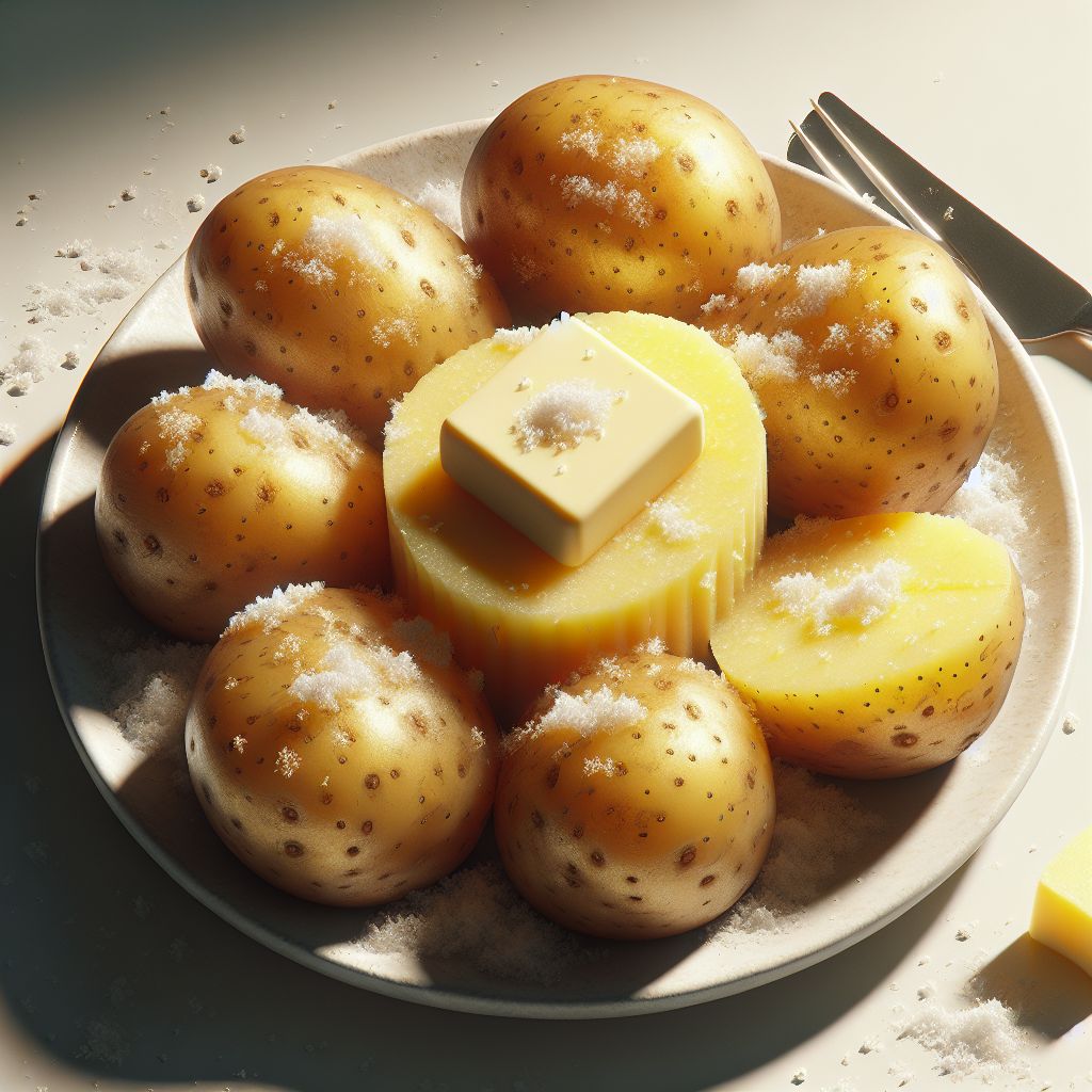 Picture of a Boiled Potato With Butter And A Pinch Of Salt